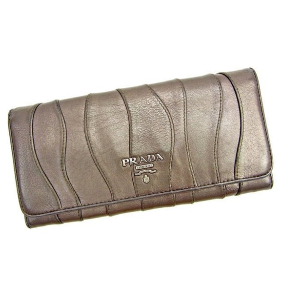 Prada Wallet Purse Long Wallet Silver Pink Woman Authentic Used - Picture 1 of 6